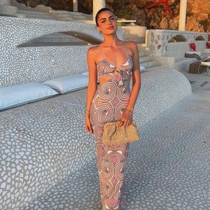 AFRM Revolve Cutout Geo Print Dress